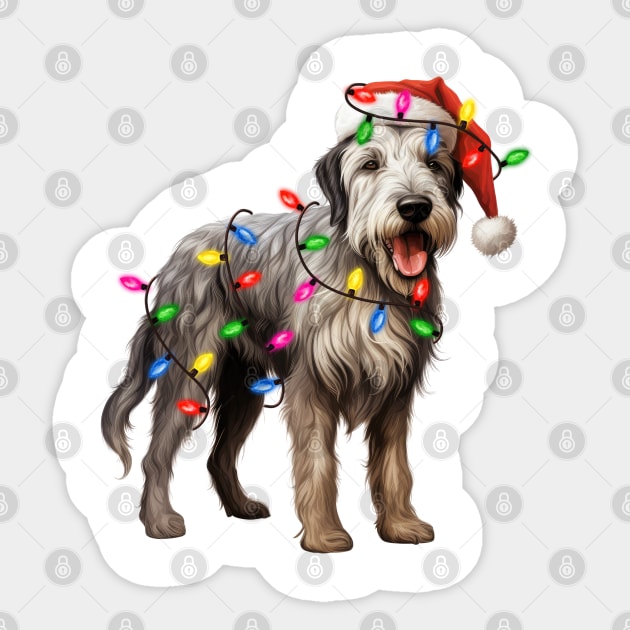 Christmas Irish Wolfhound Sticker by Chromatic Fusion Studio